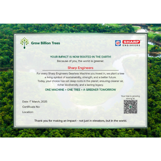 One Machine = One Tree Growing a Greener Tomorrow with Sharp Engineers – 6 months