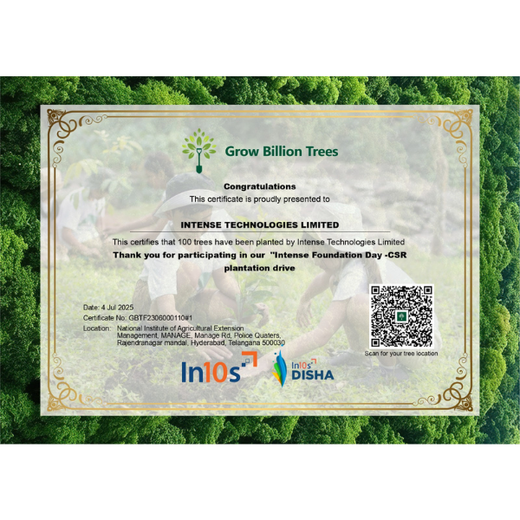Foundation Day, Forest Way: Intense Technologies' Green Commitment – 6 months